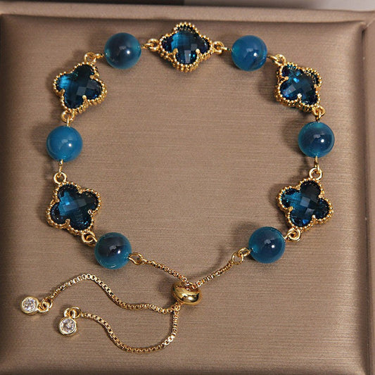 Agate Four-leaf Clover Bracelet