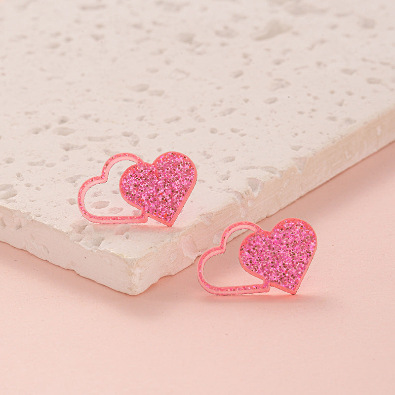 Acrylic Glitter Valentine's Day Love Red Lip Fashion Fresh Stud Earrings