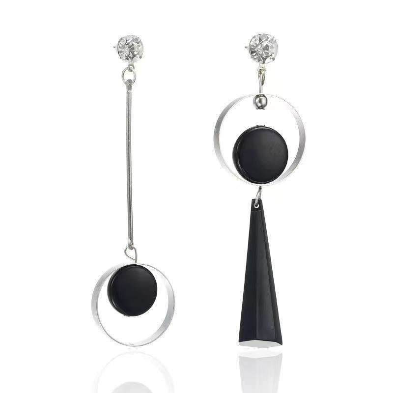 Asymmetric Version Circles Fashion Exaggerated Long Earrings