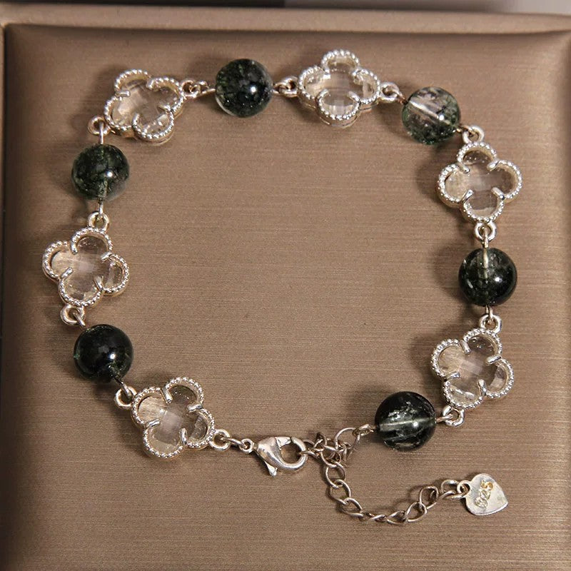 Agate Four-leaf Clover Bracelet