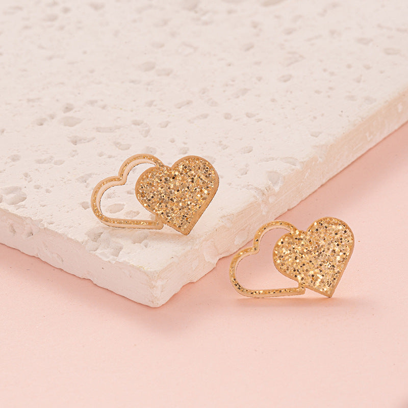 Acrylic Glitter Valentine's Day Love Red Lip Fashion Fresh Stud Earrings