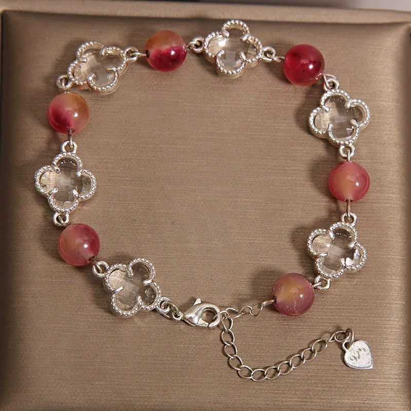 Agate Four-leaf Clover Bracelet