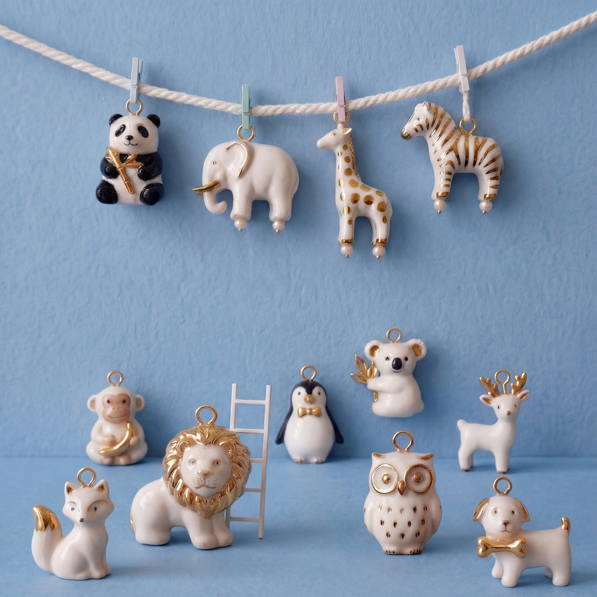 Animal Park Series Lion Dripping Oil Painted Pendants