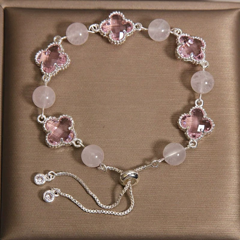 Agate Four-leaf Clover Bracelet