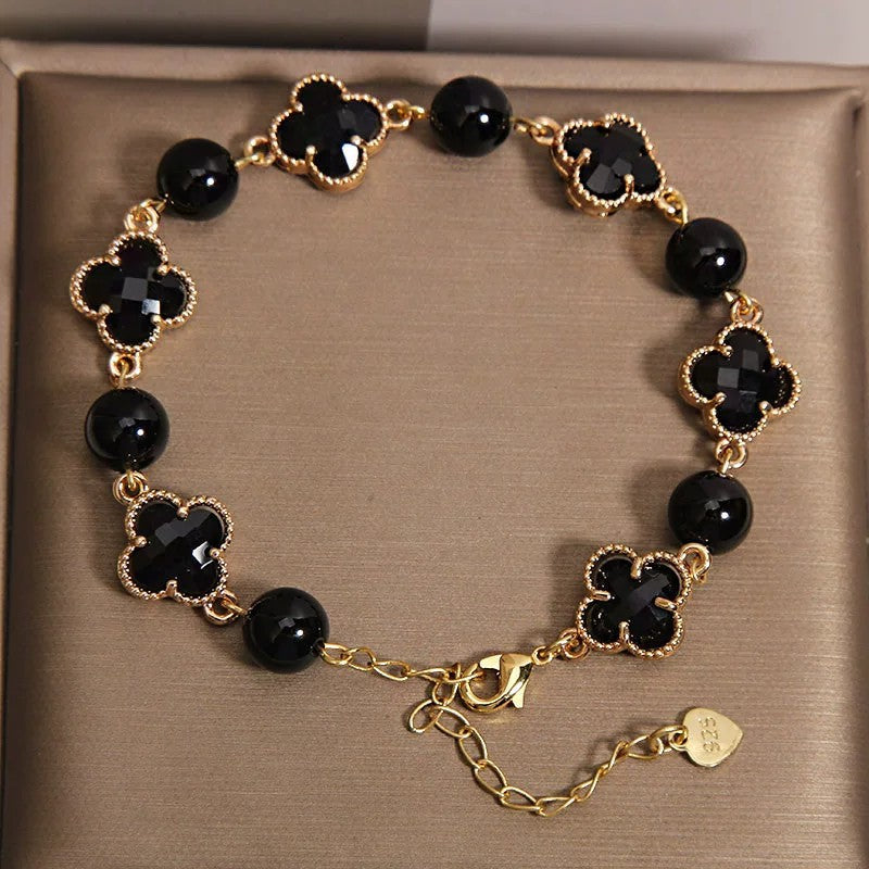 Agate Four-leaf Clover Bracelet