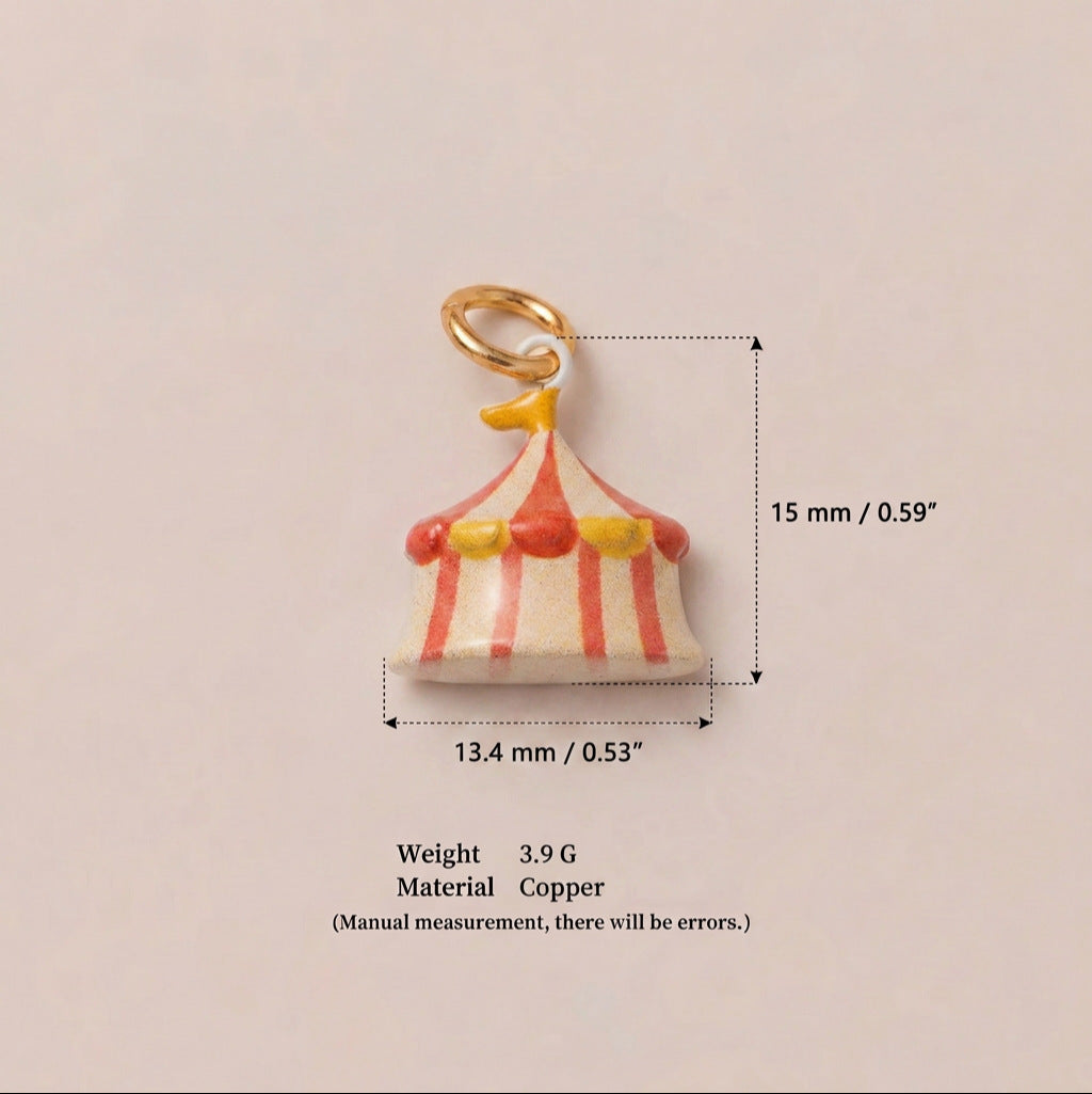 Amusement Park Series Facilities Dripping Oil Painted Gold Pendant