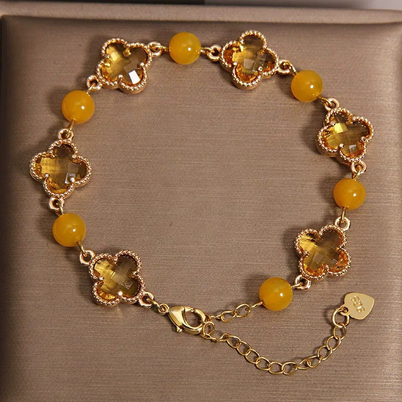 Agate Four-leaf Clover Bracelet