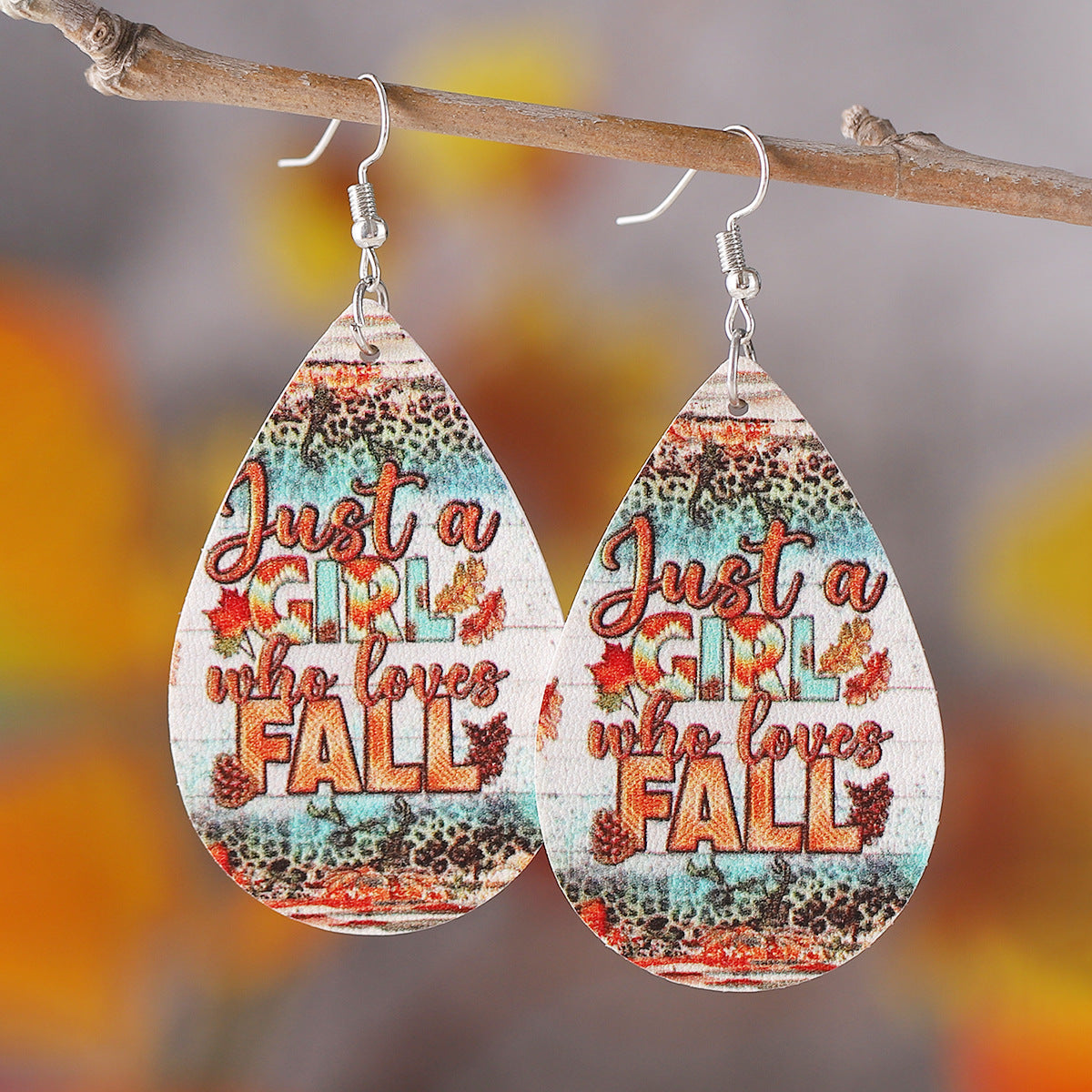 Autumn Harvest Pumpkin Sunflower Leopard Water Drop Earrings