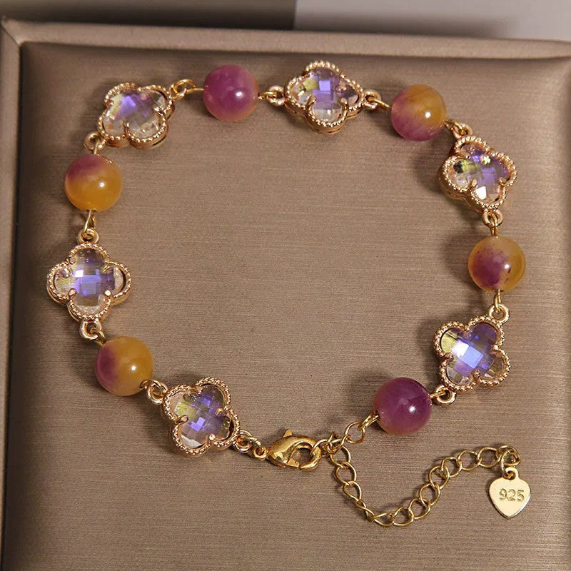 Agate Four-leaf Clover Bracelet