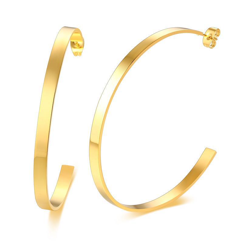 American Minimalist Large Flat Hoop Titanium Rings