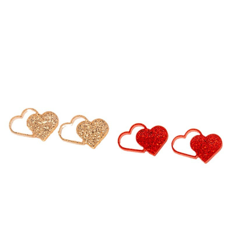 Acrylic Glitter Valentine's Day Love Red Lip Fashion Fresh Stud Earrings