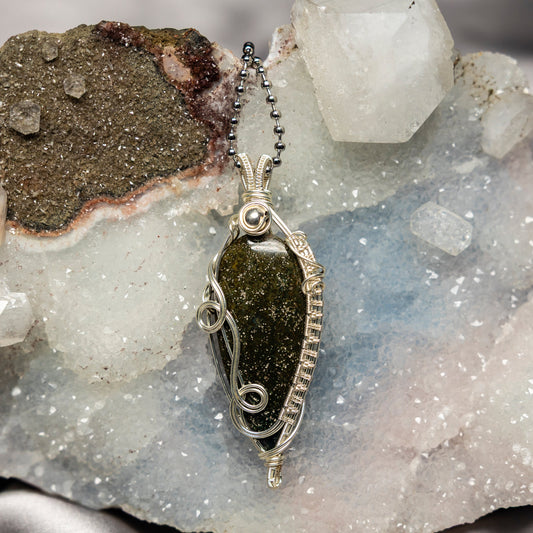 Ocean Jasper Wire Wrap Crystal Pendant