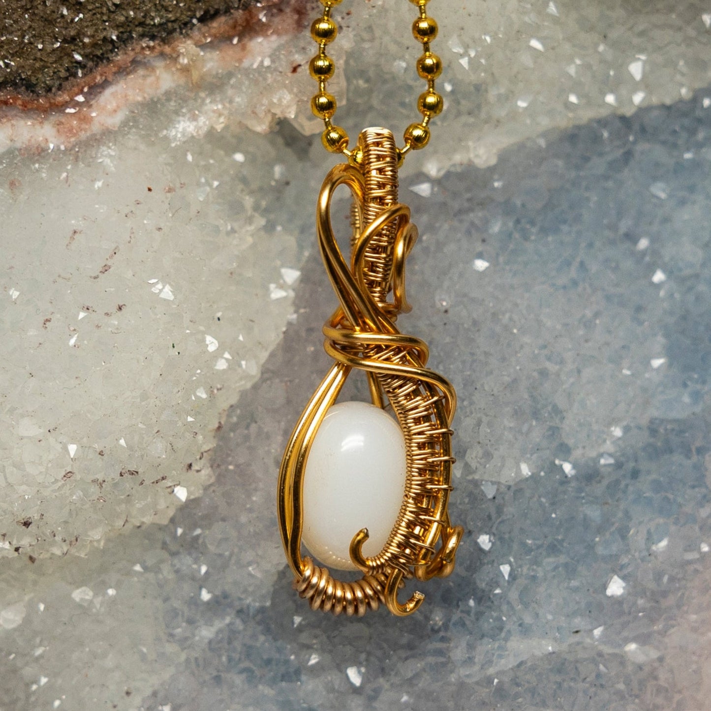 Opal Wire Wrap Crystal Pendant