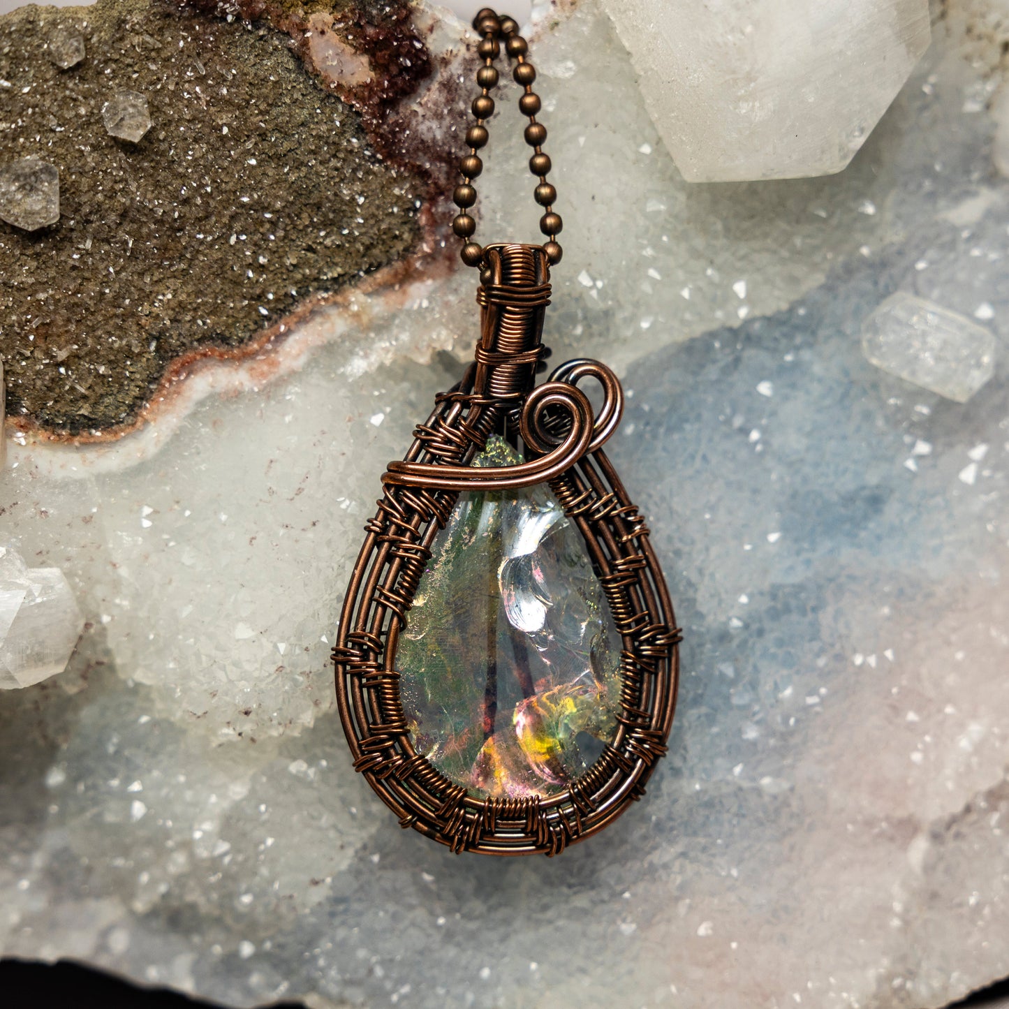Opalite Wire Wrap Crystal Pendant