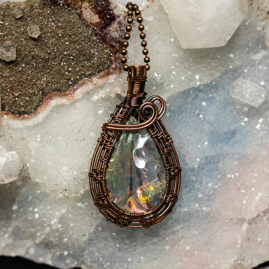 Opalite Wire Wrap Crystal Pendant