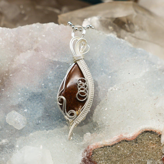 Orca Agate Wire Wrap Crystal Pendant