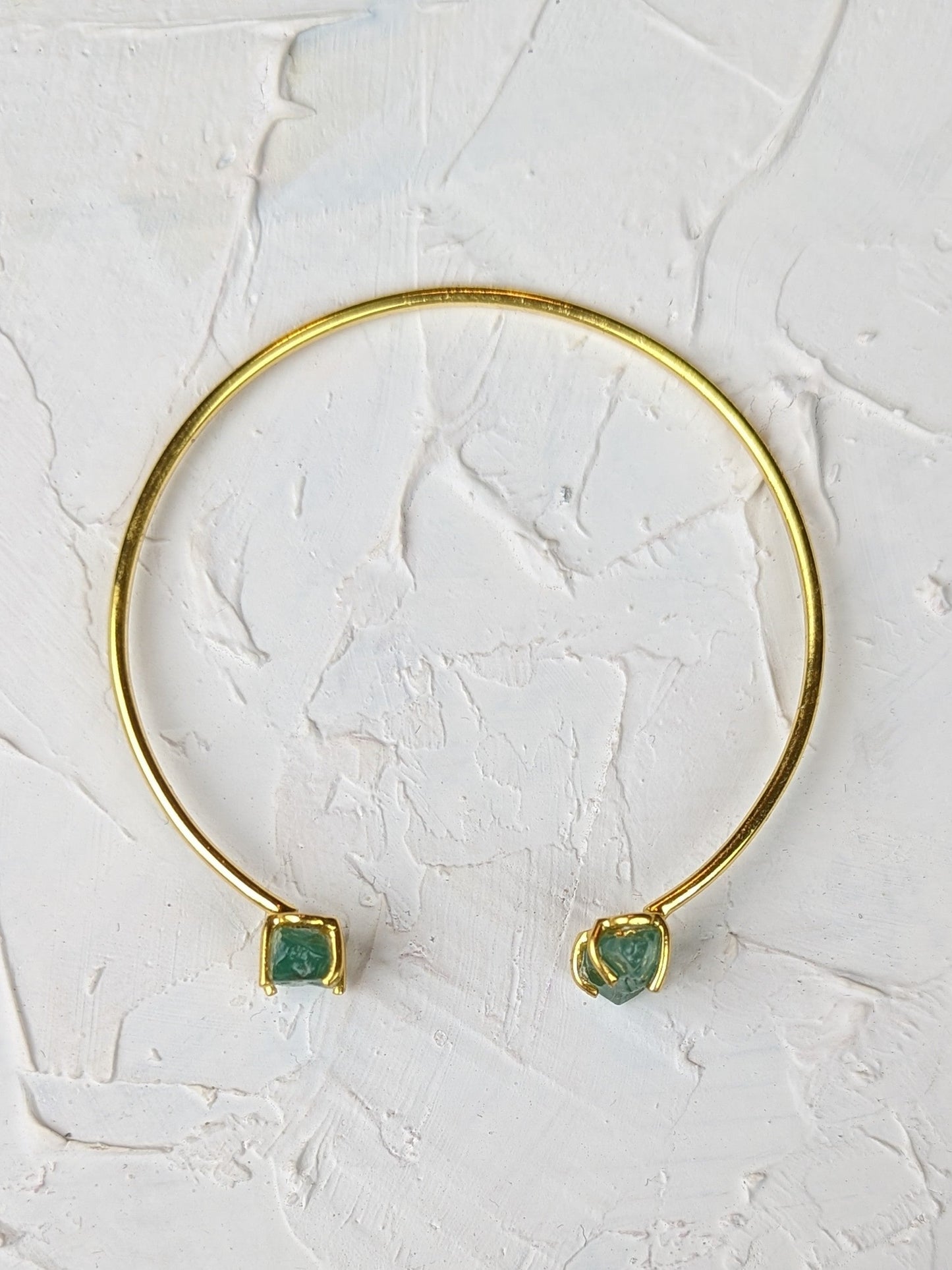 Apatite and Gold Cuff Bracelet