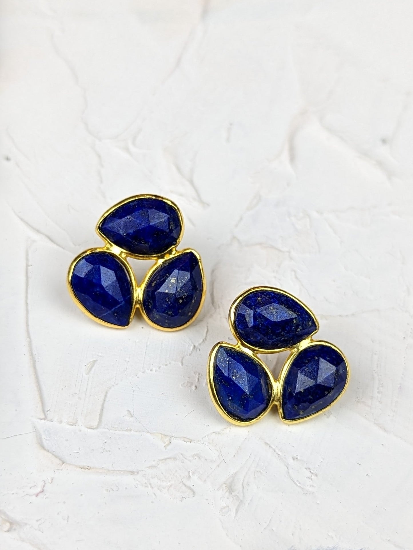 Lapis Cluster Stud Earrings