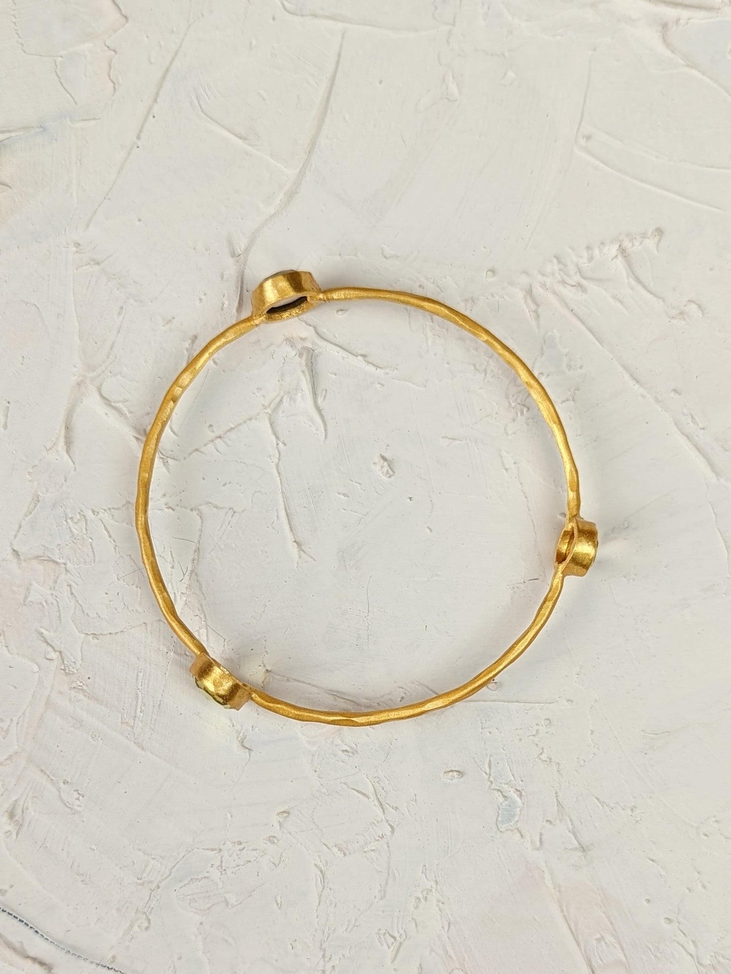 Three Gems Gold Bangle