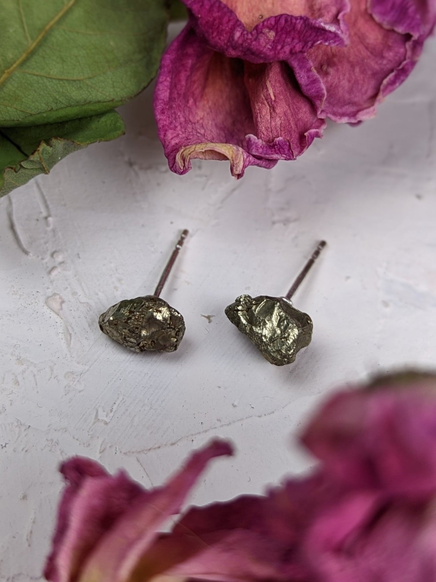 Rough Pyrite Stud Earrings