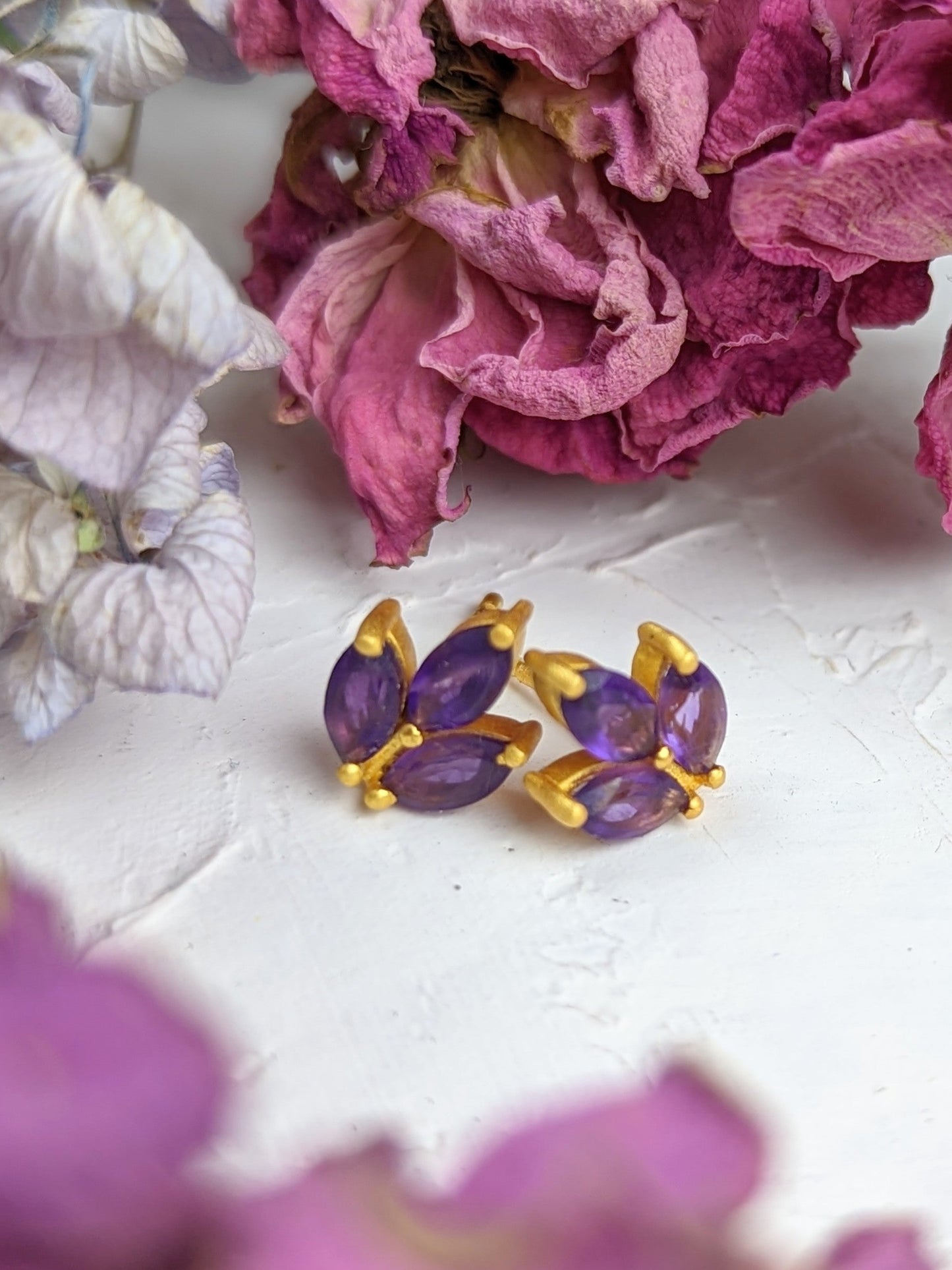 Tri Leaf Stud Earrings