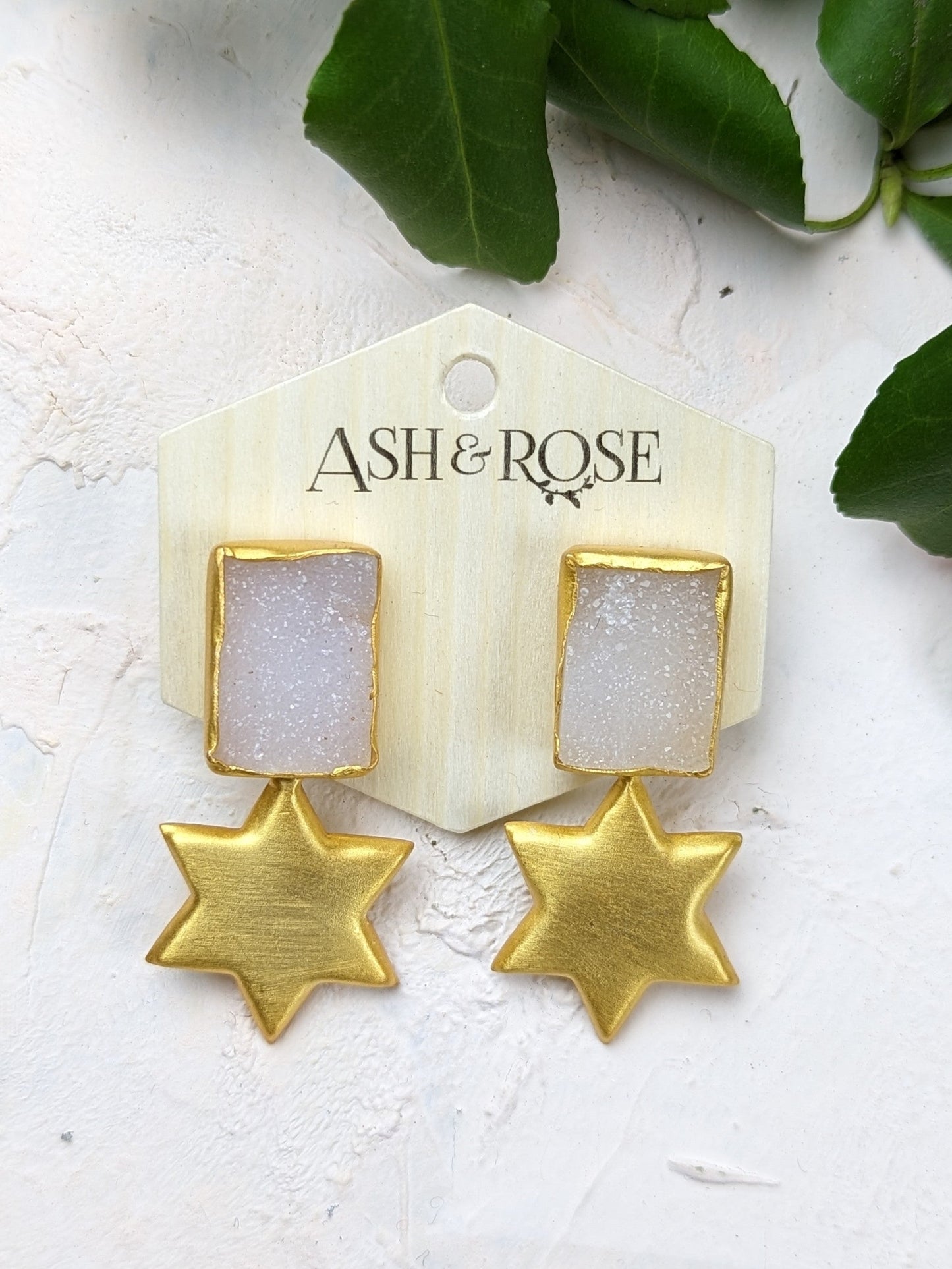 Druzy Star Statement Earrings