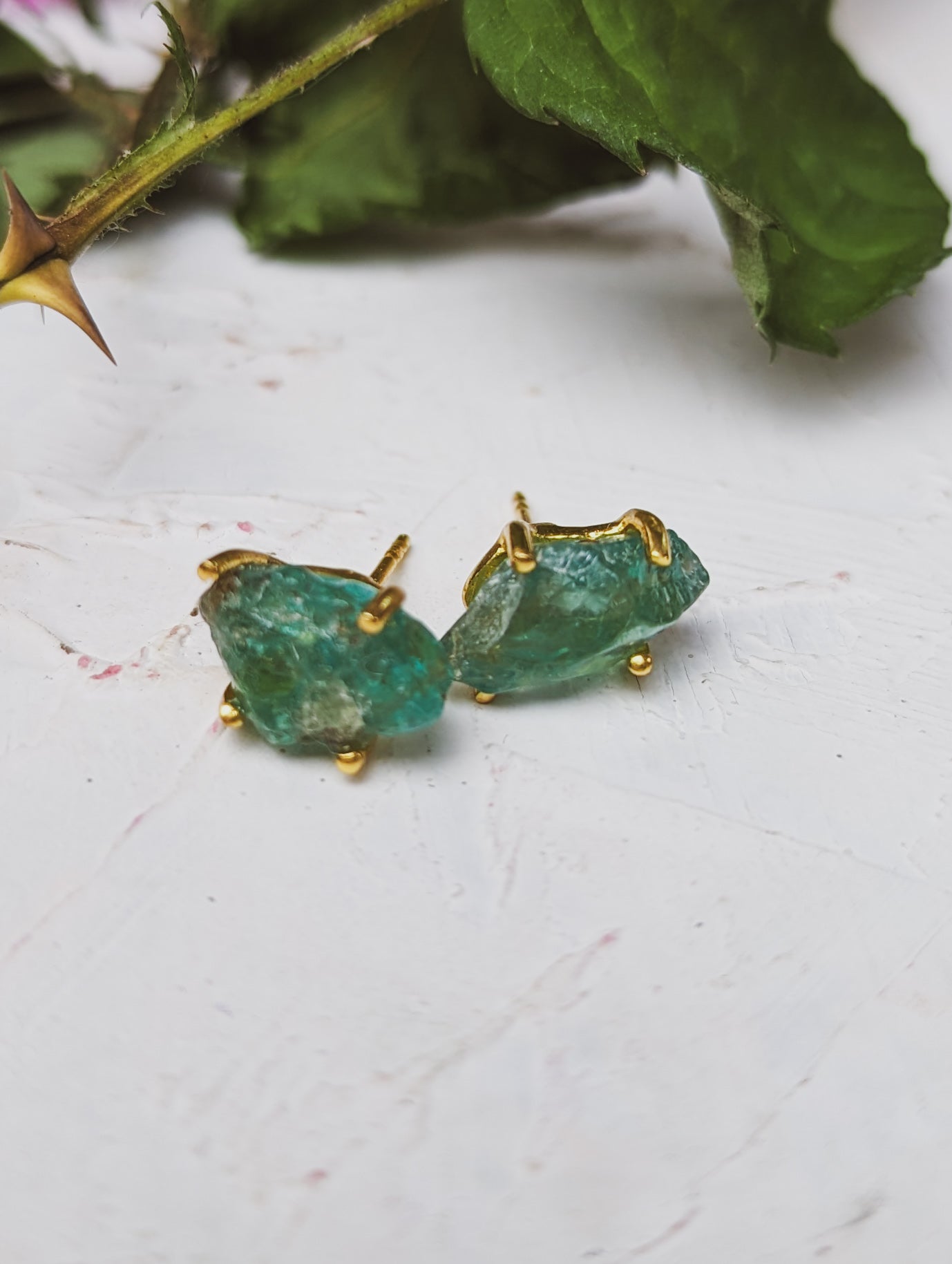 Raw Apatite Stud Earrings
