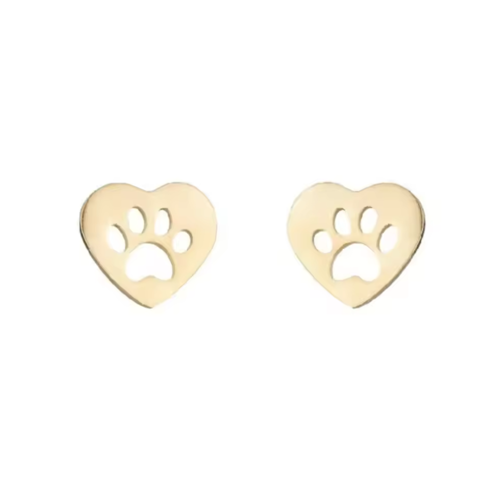 Pawfect Charm Heart Paw Cutout Stud Earrings