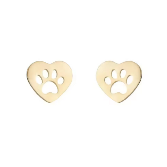 Pawfect Charm Heart Paw Cutout Stud Earrings
