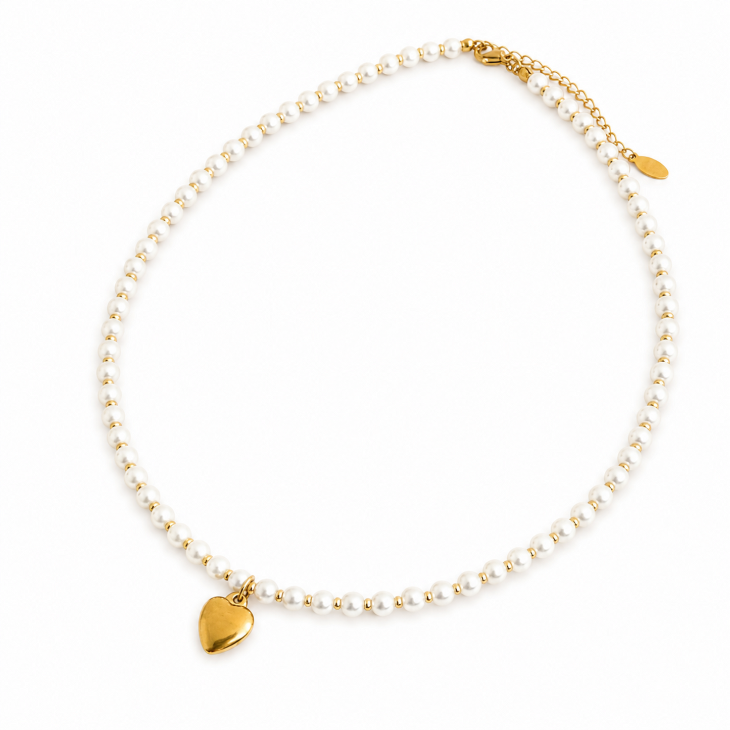 Pearl And Gold Bauble Heart Necklace