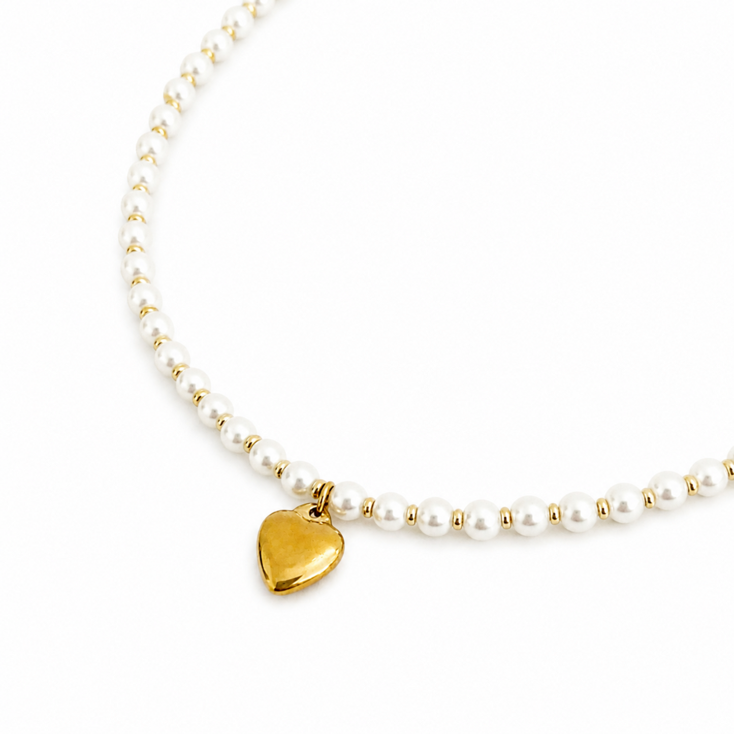 Pearl And Gold Bauble Heart Necklace
