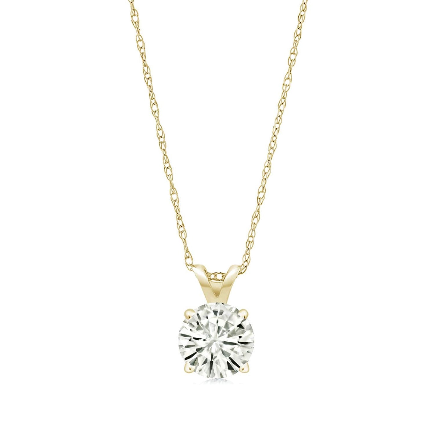 .80 CTW Certified Genuine Moissanite Solitaire Pendant Necklace - Choice of 14k White or Yellow Gold