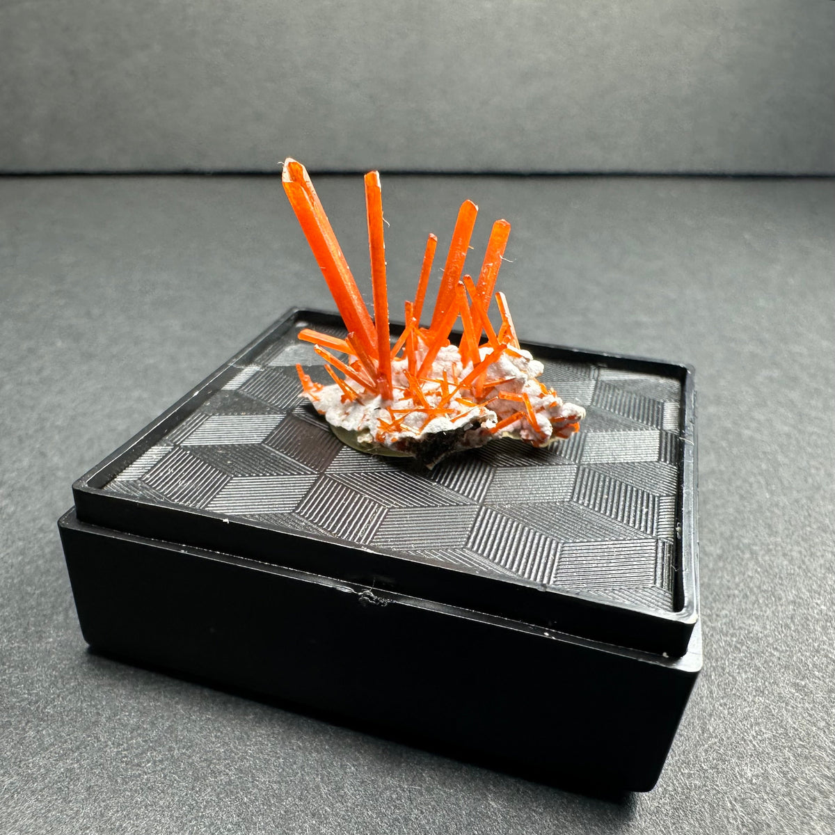 Crocoite on Matrix Adelaide Mine, Dundas, Tasmania, Australia