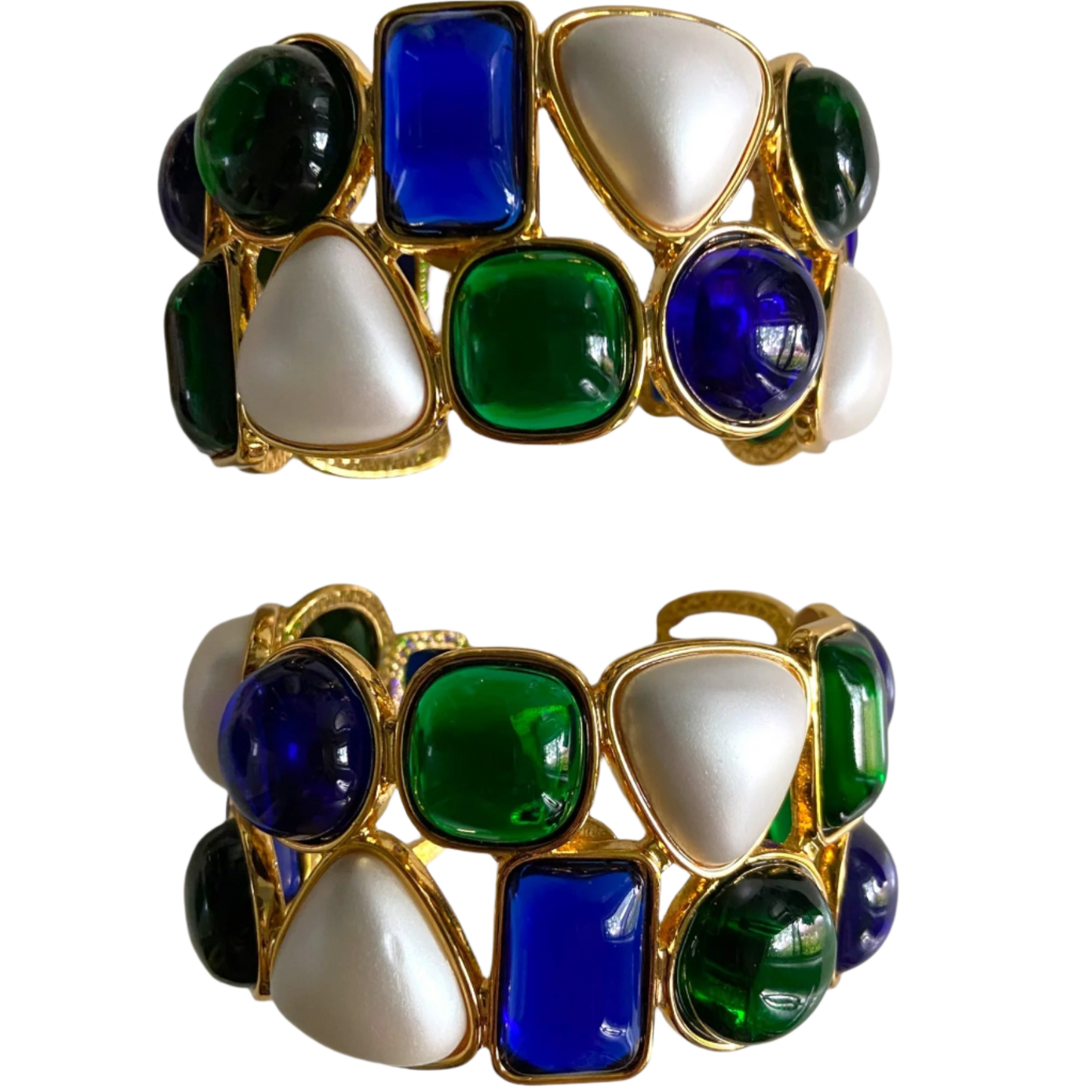 Gorgeous Resin Jewel and Pearl Cuff Bracelet