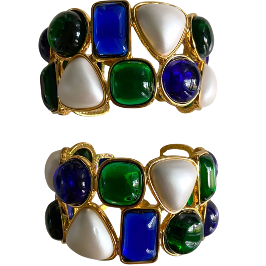 Gorgeous Resin Jewel and Pearl Cuff Bracelet