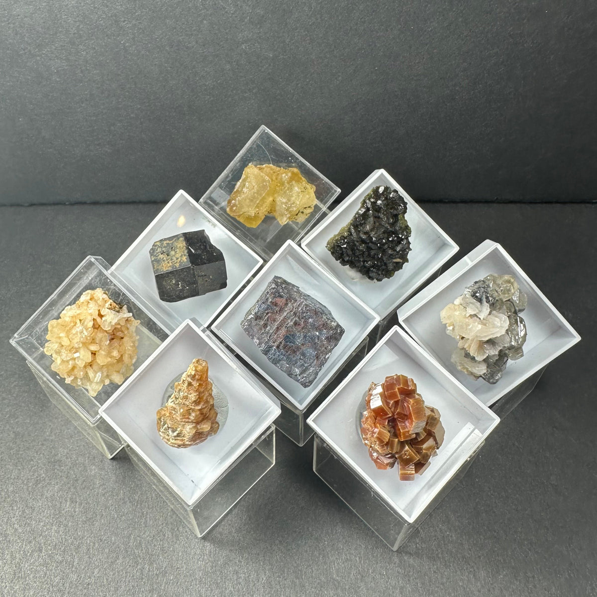 Thumbnail Specimens in Acrylic Box from Morocco