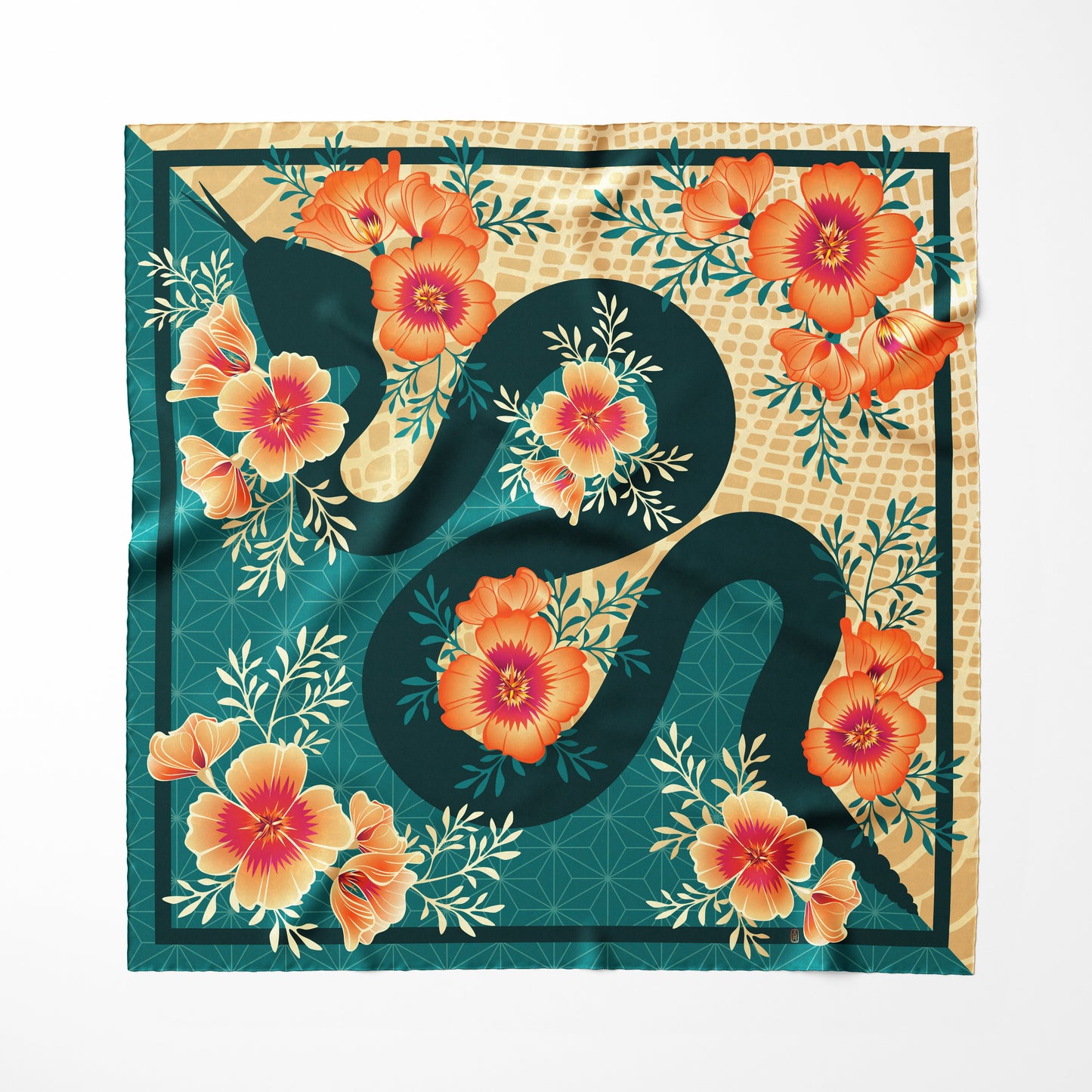 Desert Poppy Silk Scarf - Statement Size