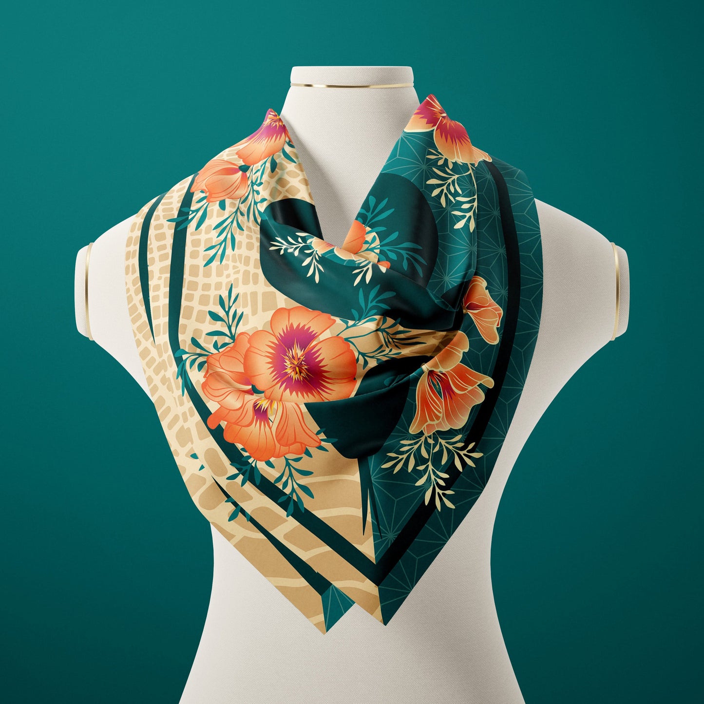 Desert Poppy Silk Scarf - Statement Size