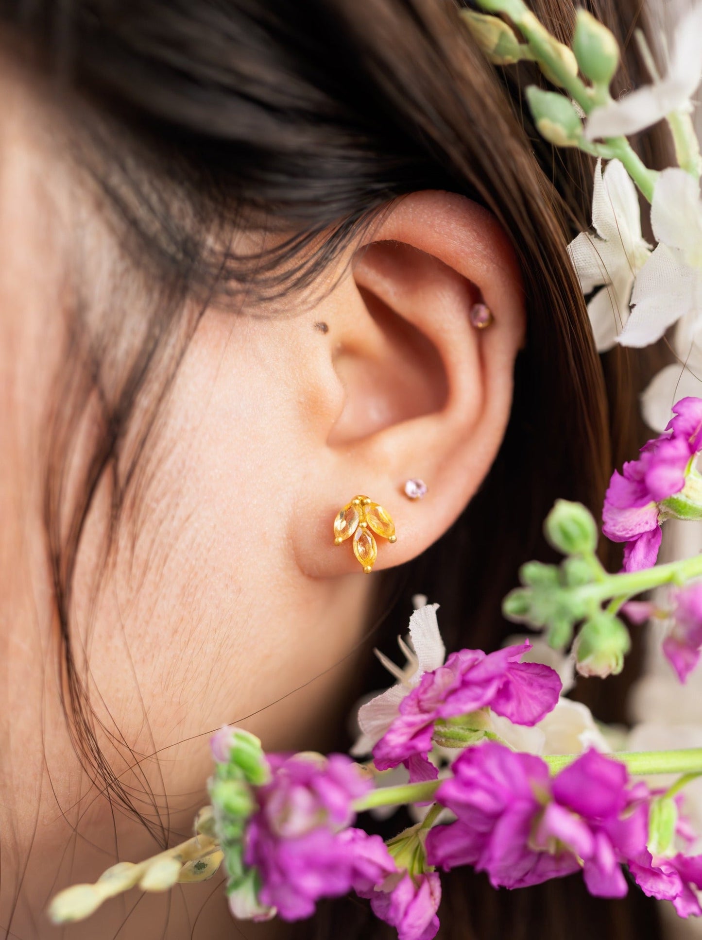 Tri Leaf Stud Earrings