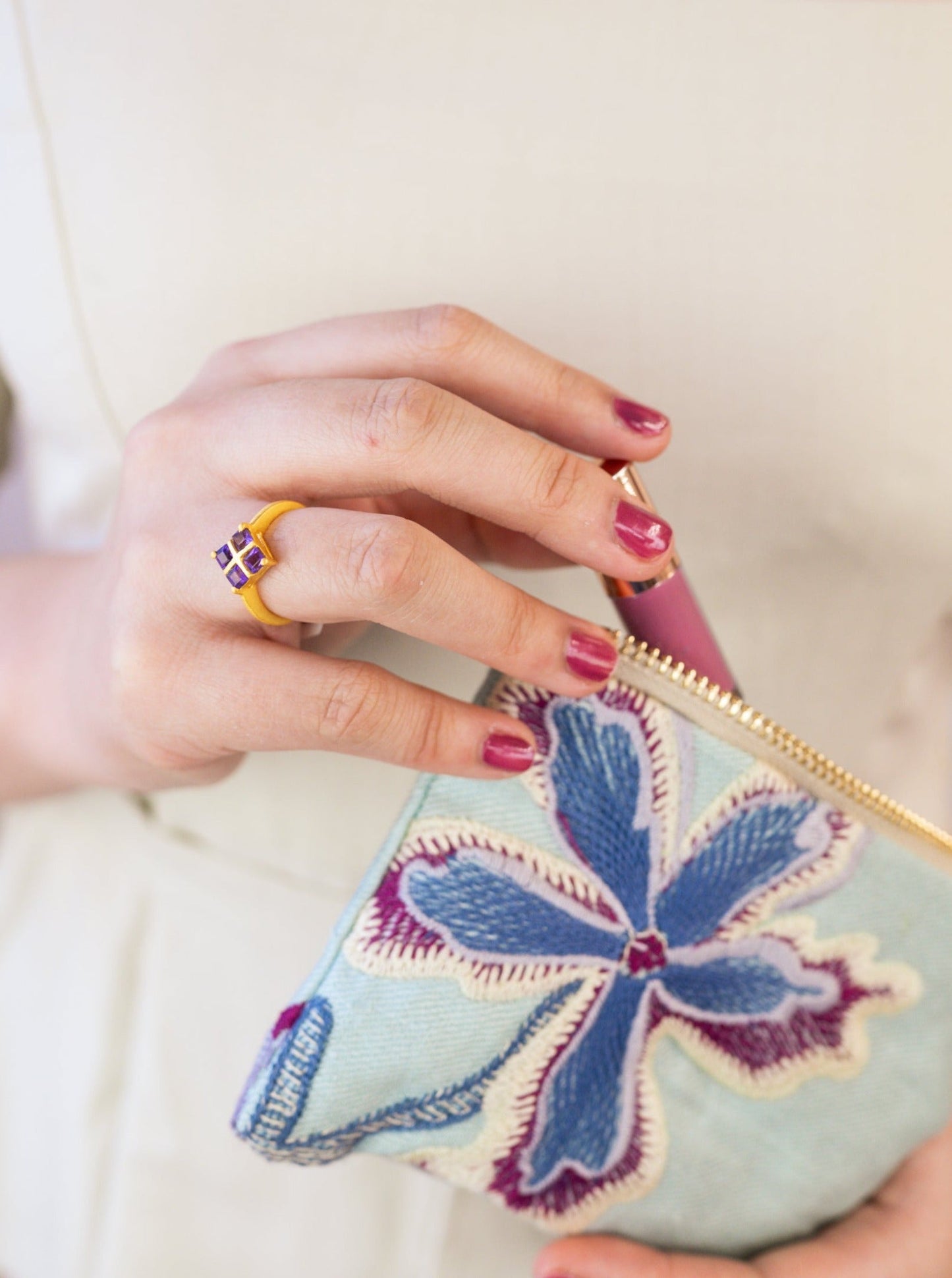 Faceted Amethyst Square Ring