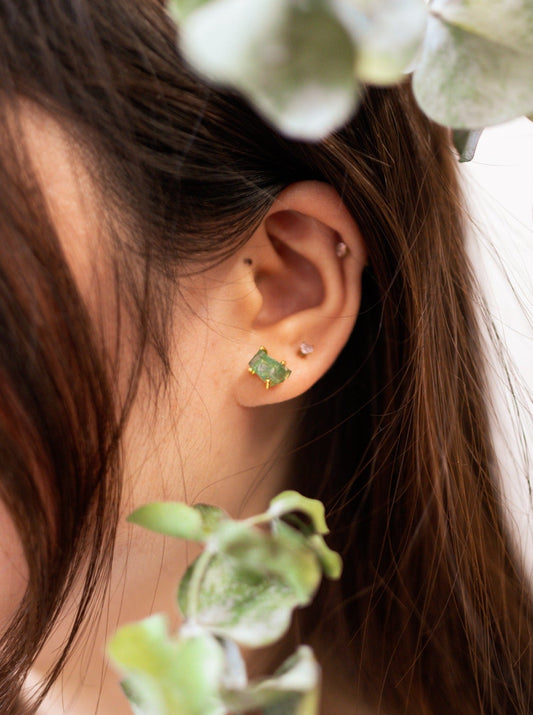 Raw Apatite Stud Earrings
