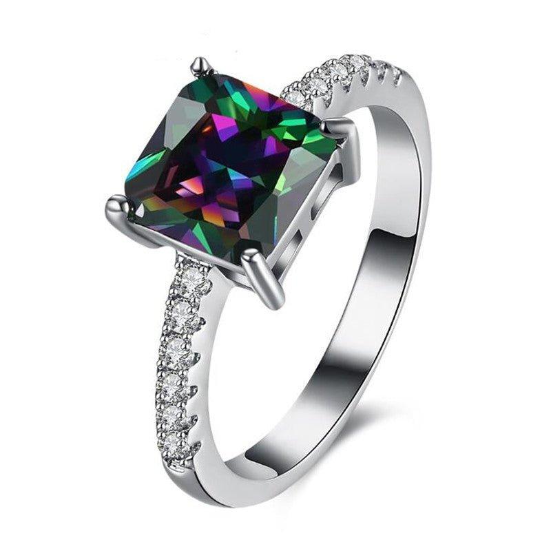 Princess Cut Mystic Topaz Ring