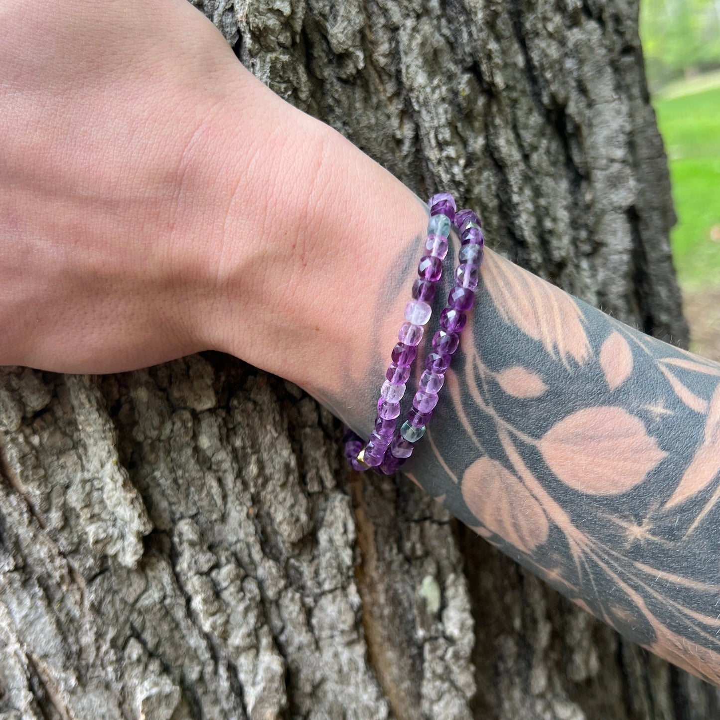 Purple Fluorite Cube Bracelet - Subtle Radiance Collection