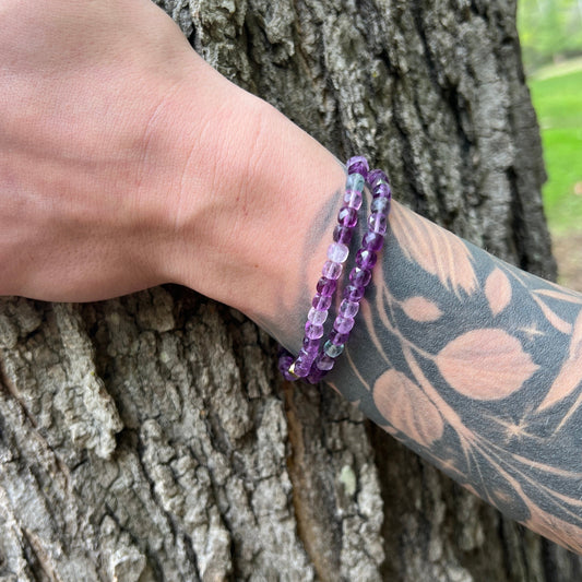 Purple Fluorite Cube Bracelet - Subtle Radiance Collection