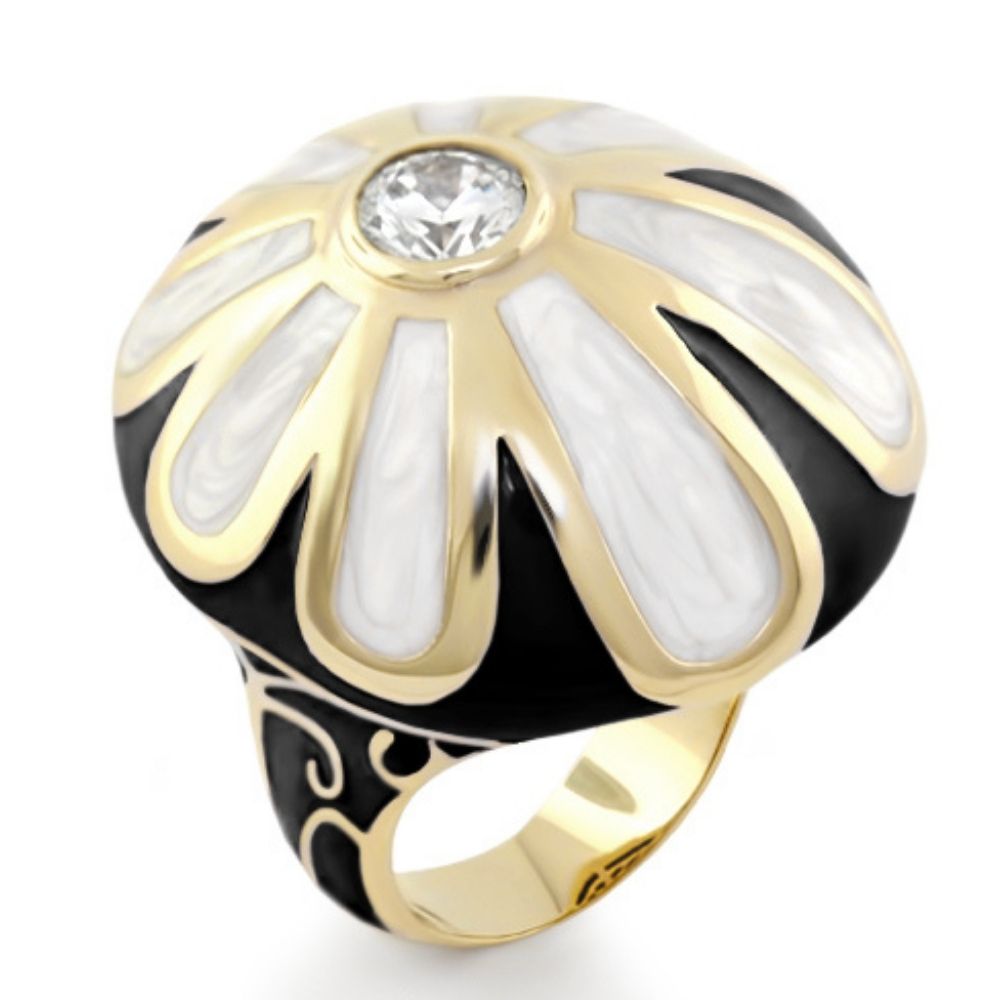 Fab Pink Flower Enamel Statement Ring
