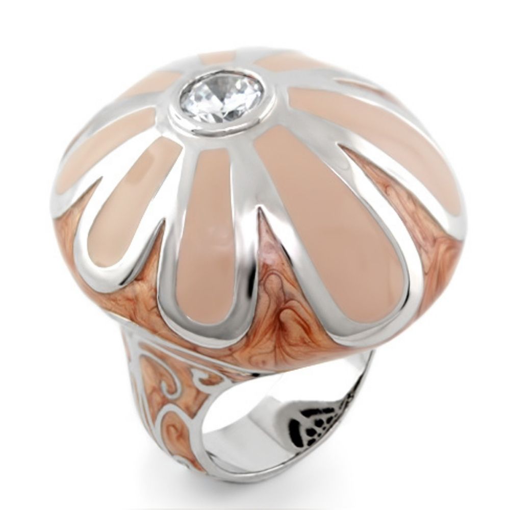 Fab Pink Flower Enamel Statement Ring