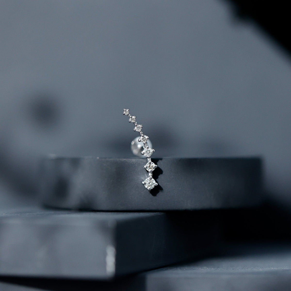 Brilliant Cut Diamond Ear Climber Earring for Helix Piercing