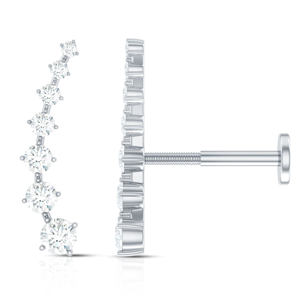 Brilliant Cut Diamond Ear Climber Earring for Helix Piercing
