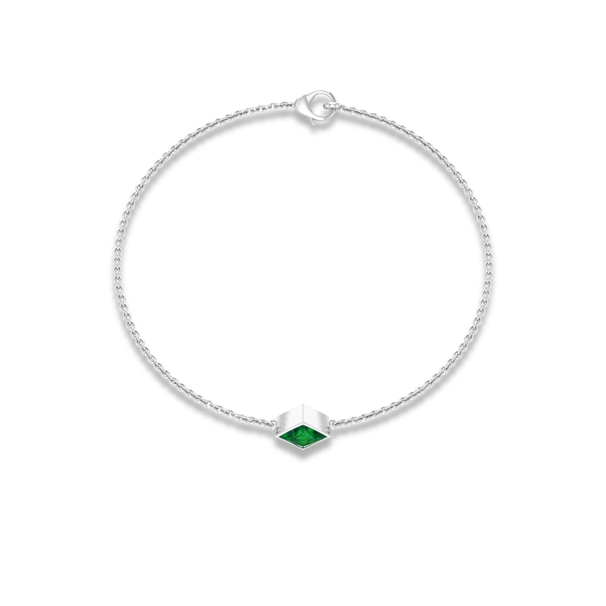 0.36 Carat Princess Cut Real Emerald Birthstone Bracelet with Certificate