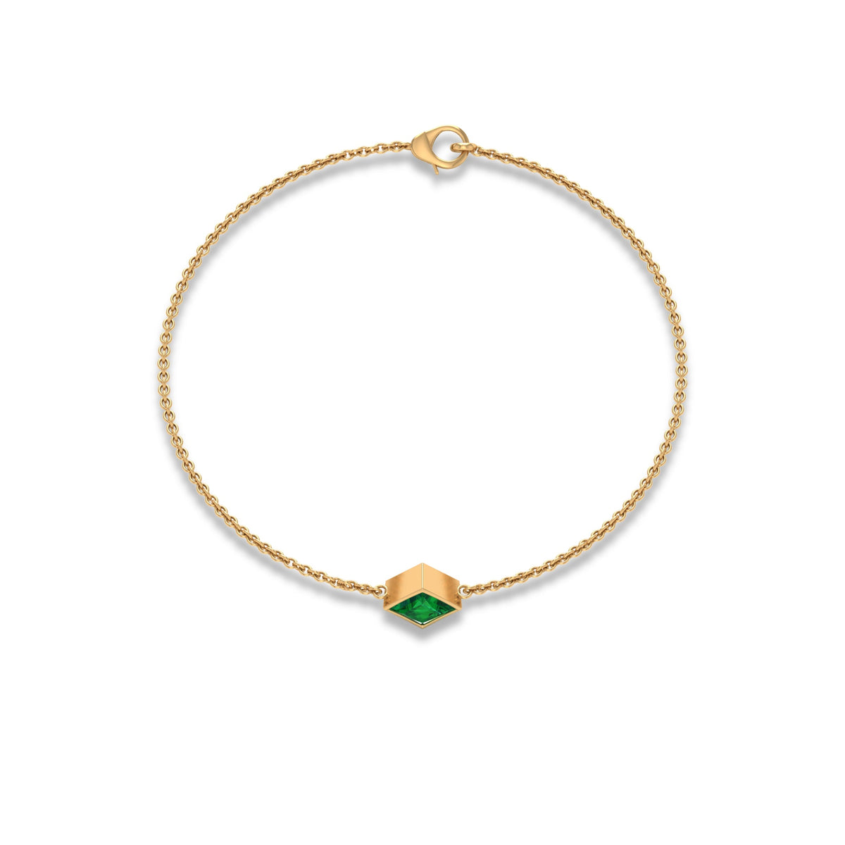 0.36 Carat Princess Cut Real Emerald Birthstone Bracelet with Certificate